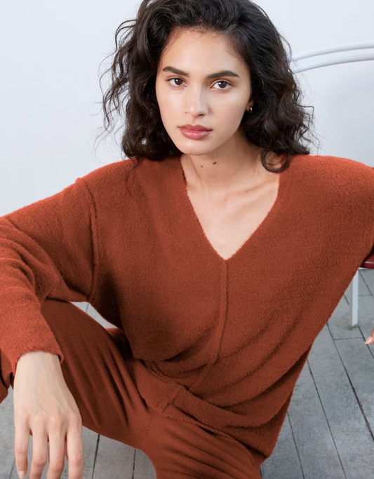 Dex Reverse Seam V-neck Sweater | Medium Oversized