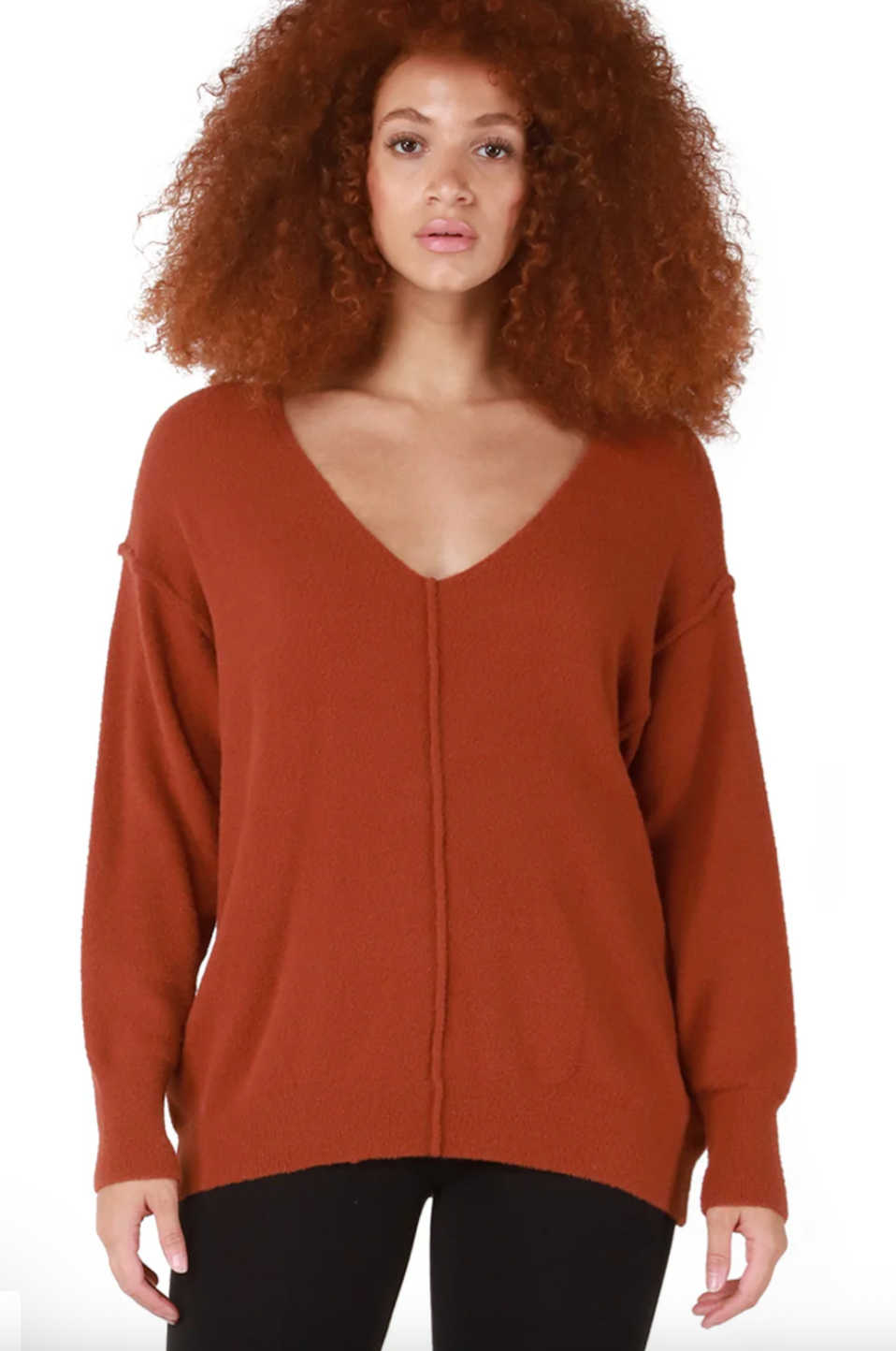 Dex Reverse Seam V-neck Sweater | Medium Oversized