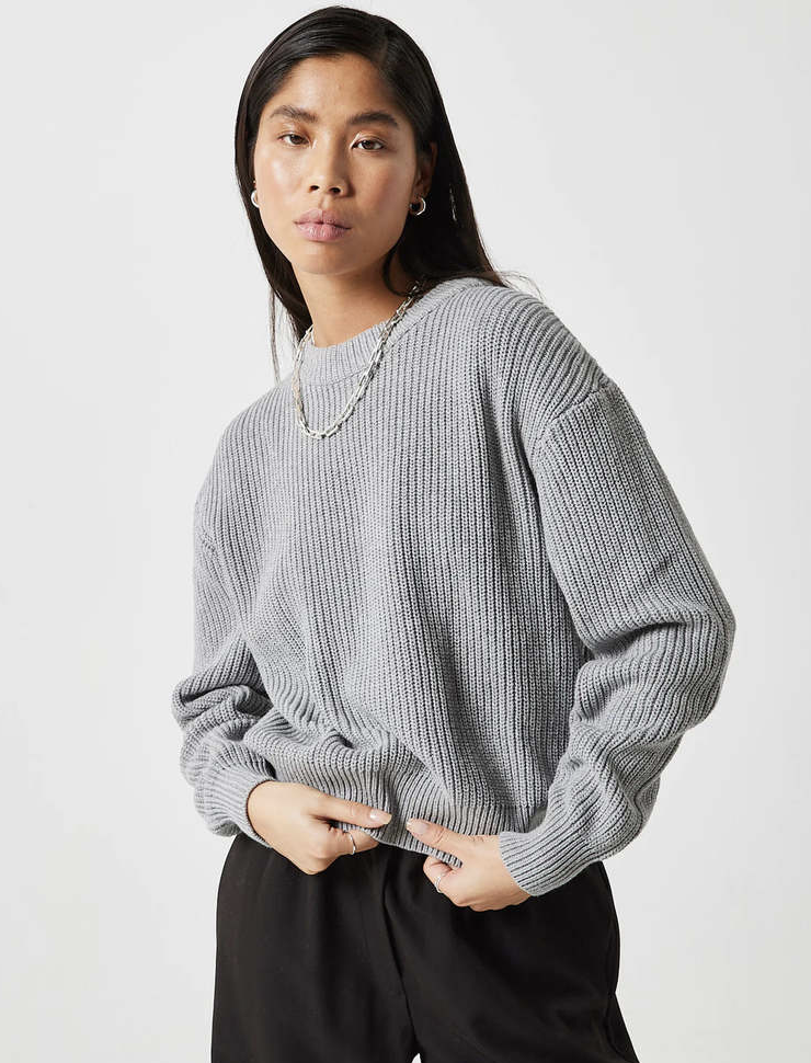 Minimum Mikayla Grey Knit Cotton Sweater | XSmall (N134C1)