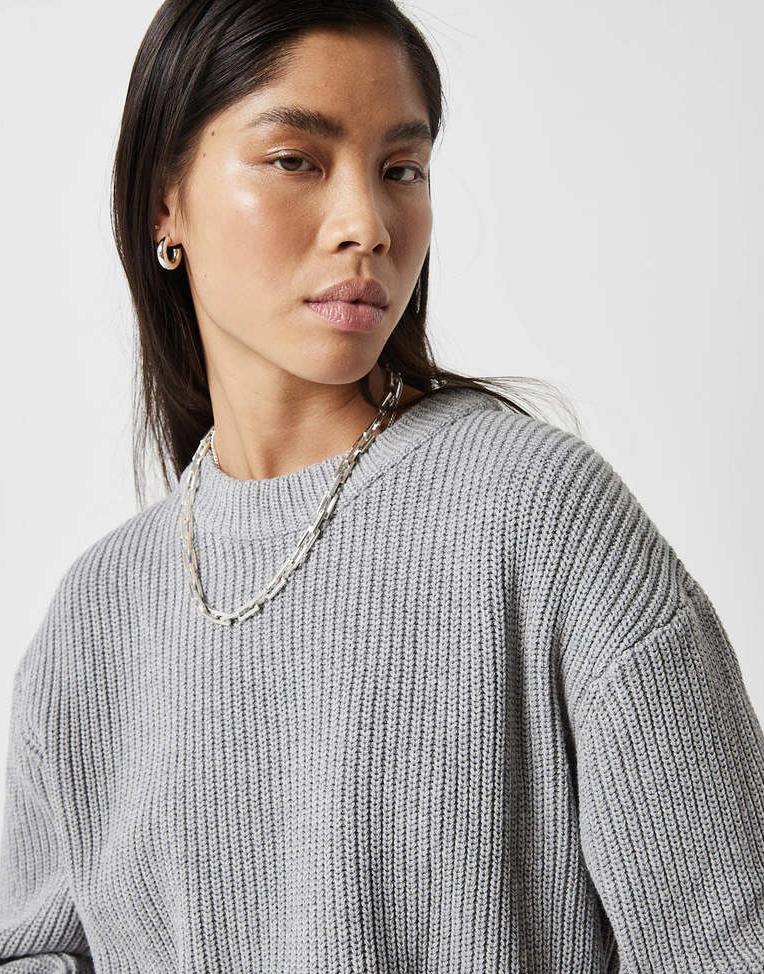 Minimum Mikayla Grey Knit Cotton Sweater | XSmall (N134C1)