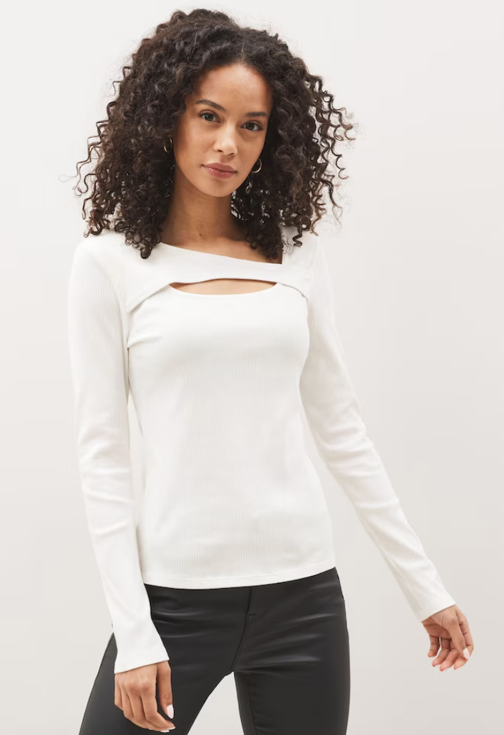 Gap White Rib Crossover Cutout Top | Large (N74N19)