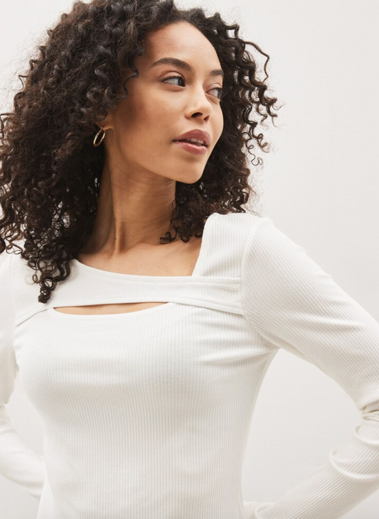 Gap White Rib Crossover Cutout Top | Large (N74N19)
