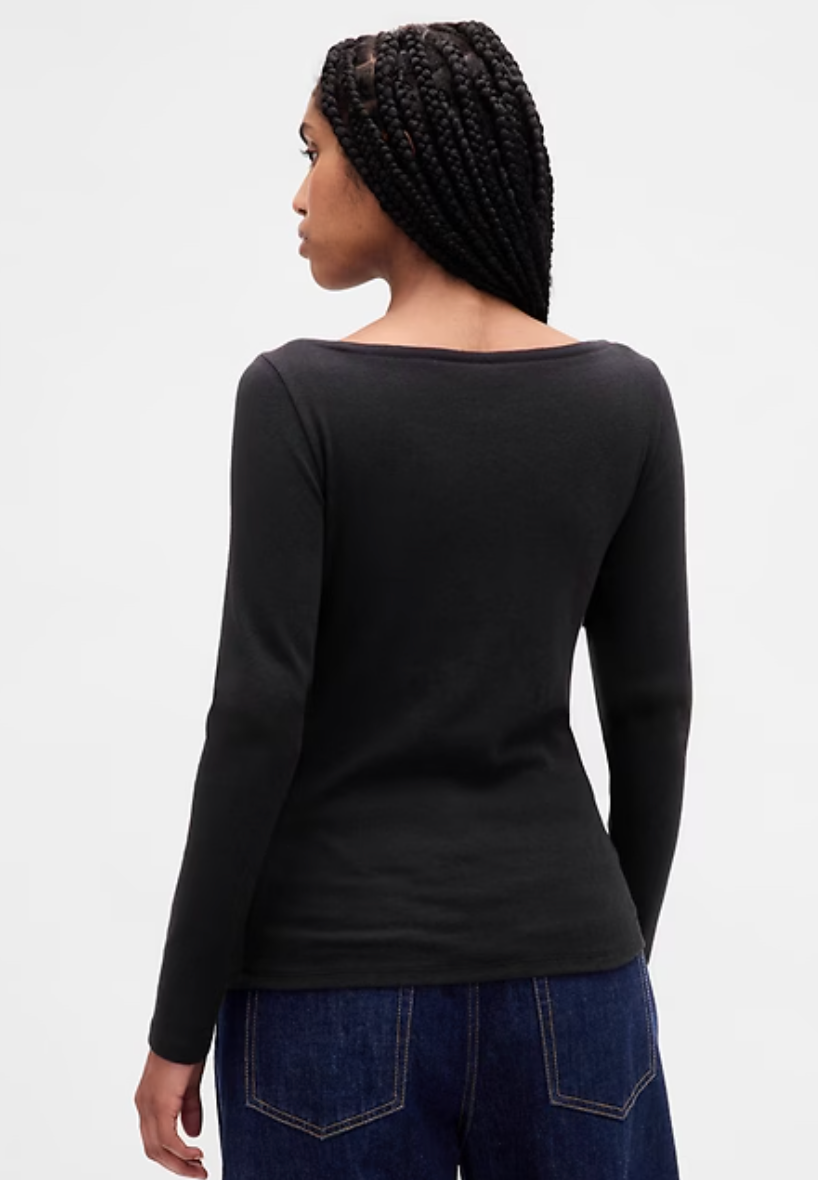 Gap Boatneck Black Modern Tee | Large (N80N19)