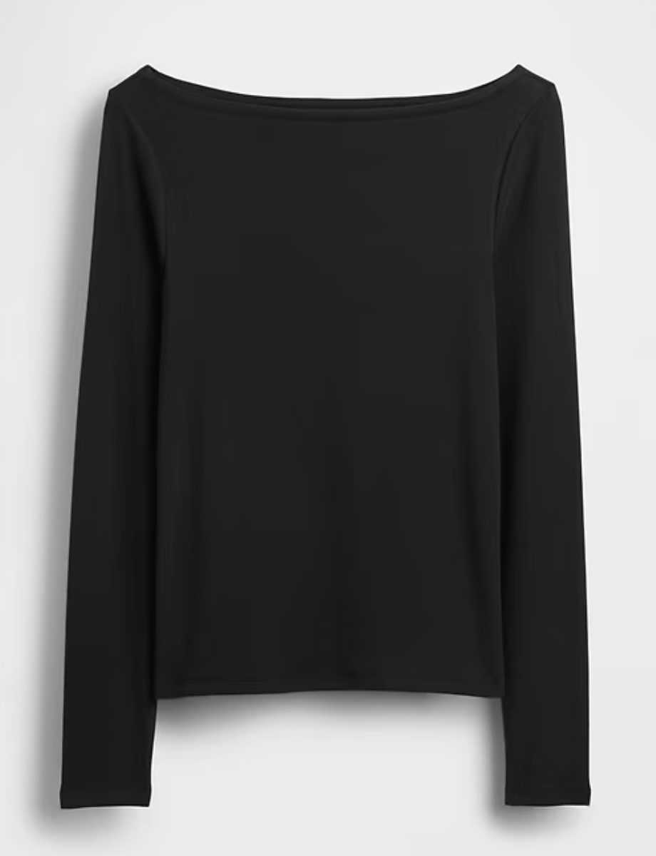 Gap Boatneck Black Modern Tee | Large (N80N19)