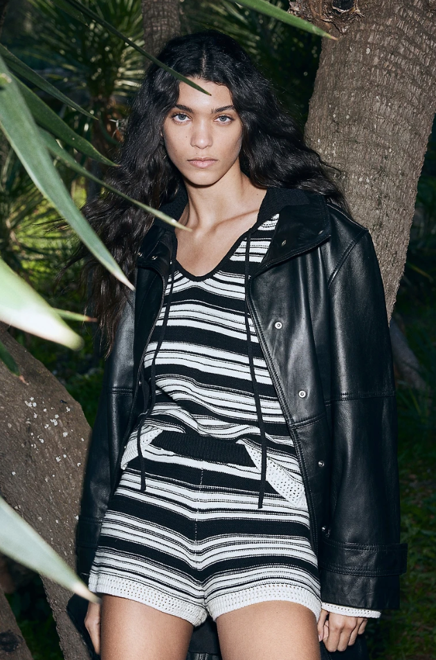 H&M Purl-Knit Sweater with Collar (Back/white) | Large (N76N19)