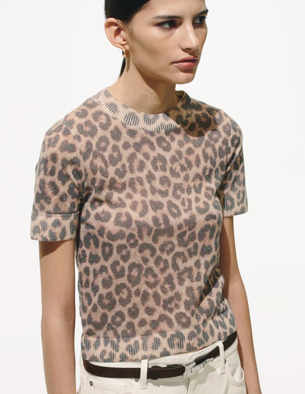 H&M Animal Print Fine Knit Top | XL (may fit like Large) (N70N19)