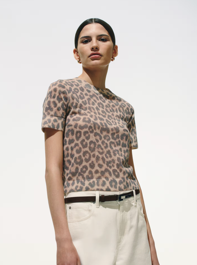 H&M Animal Print Fine Knit Top | XL (may fit like Large) (N70N19)