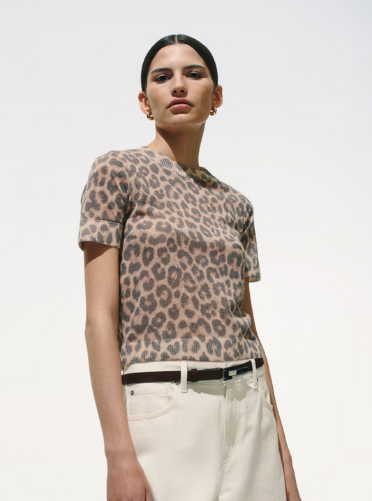 H&M Animal Print Fine Knit Top | XL (may fit like Large) (N70N19)
