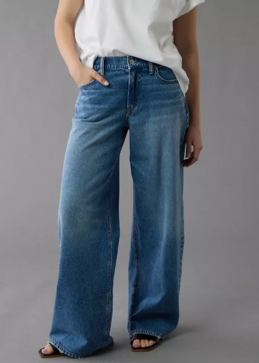AE Dreamy Drape Strigid Low-Rise Ultra Wide-Leg Jean | 6 Short (N151W2)