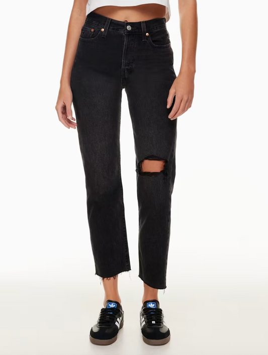 Levi's Wedgie Straight Black Distressed Denim | 29 (fits smaller) (N153W2)