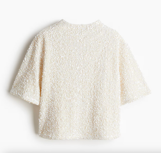 H&M Sequined Mock Neck Top  | Large (N104N19)