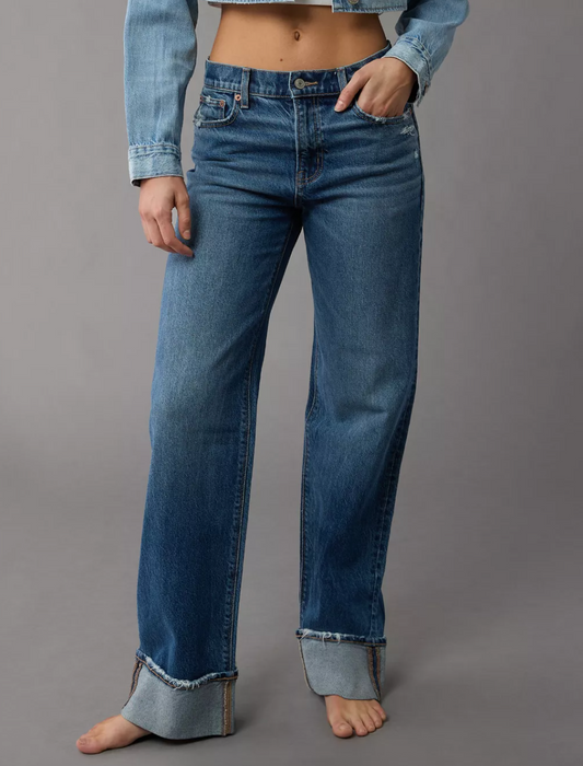 AE Stretch High-Waisted Stovepipe Cuffed Jean | 8 Short (N232M8)