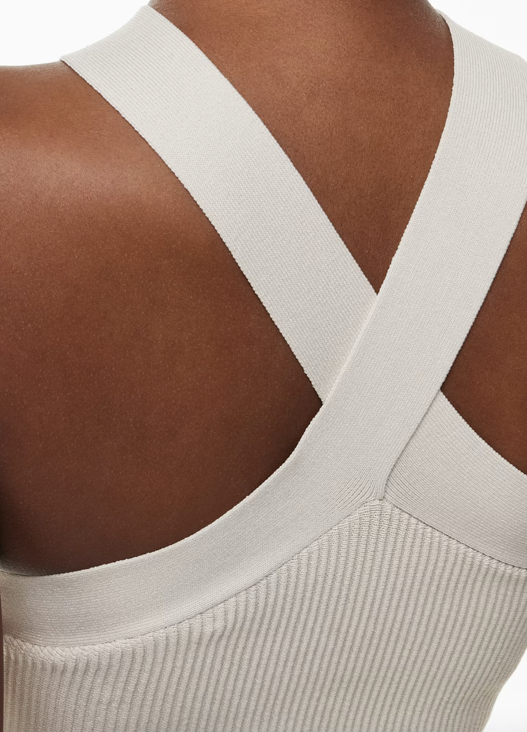 Babaton / Aritzia Sculpt Knit Criss Cross Cropped Tank Beige | Small (N207K6)