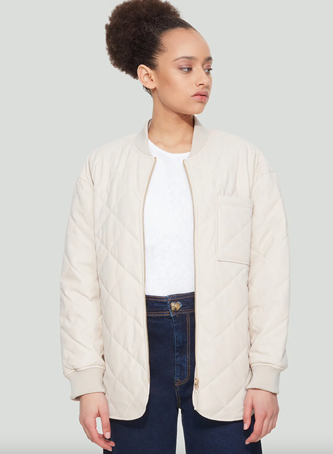 Dex Quilted Faux Matte Leather Jacket | Small (fits like generous medium) (O80G1)