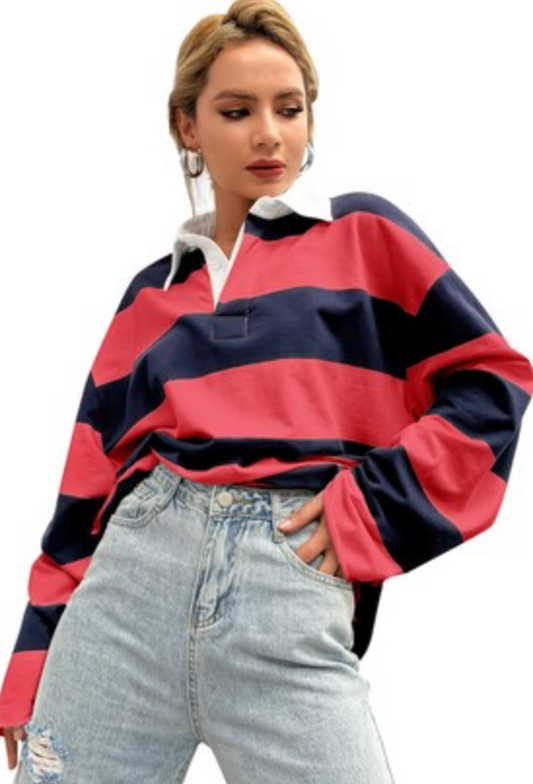 Old Navy Striped Rugby Top | XXL (D018C8)