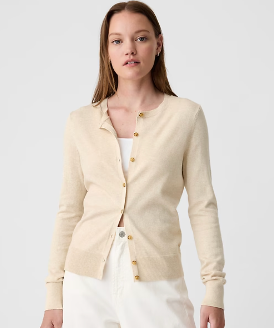 Gap Classic Cotton Crewneck Cardigan | Medium