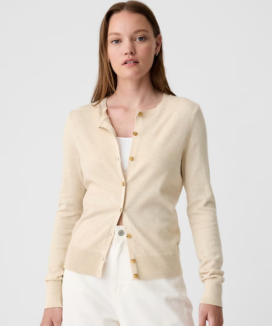 Gap Classic Cotton Crewneck Cardigan | Medium