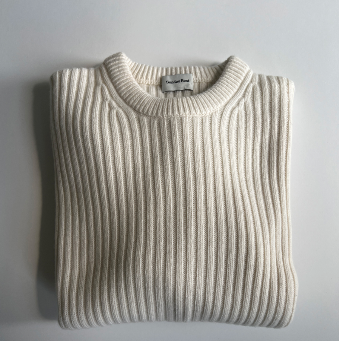 Sunday Best Chunky Ribbed Stitch Crewneck Sweater | XL (relaxed fit)(D101P3)