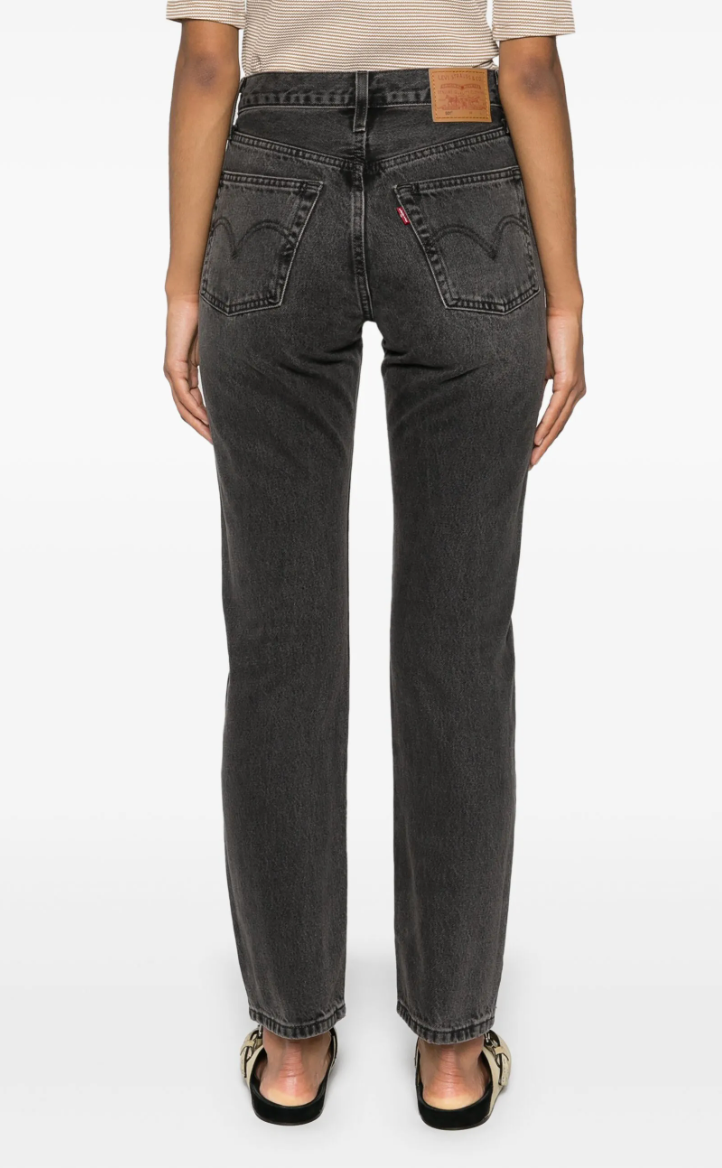 Levi's 501 Washed Black/Grey Straight Leg Cropped Jeans | Sz 28 (N249W7)