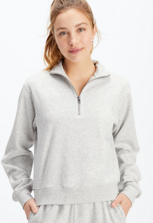 Fabletics Lightweight Go-To Half Zip Sweatshirt in Grey | Sz Medium (J39L9)