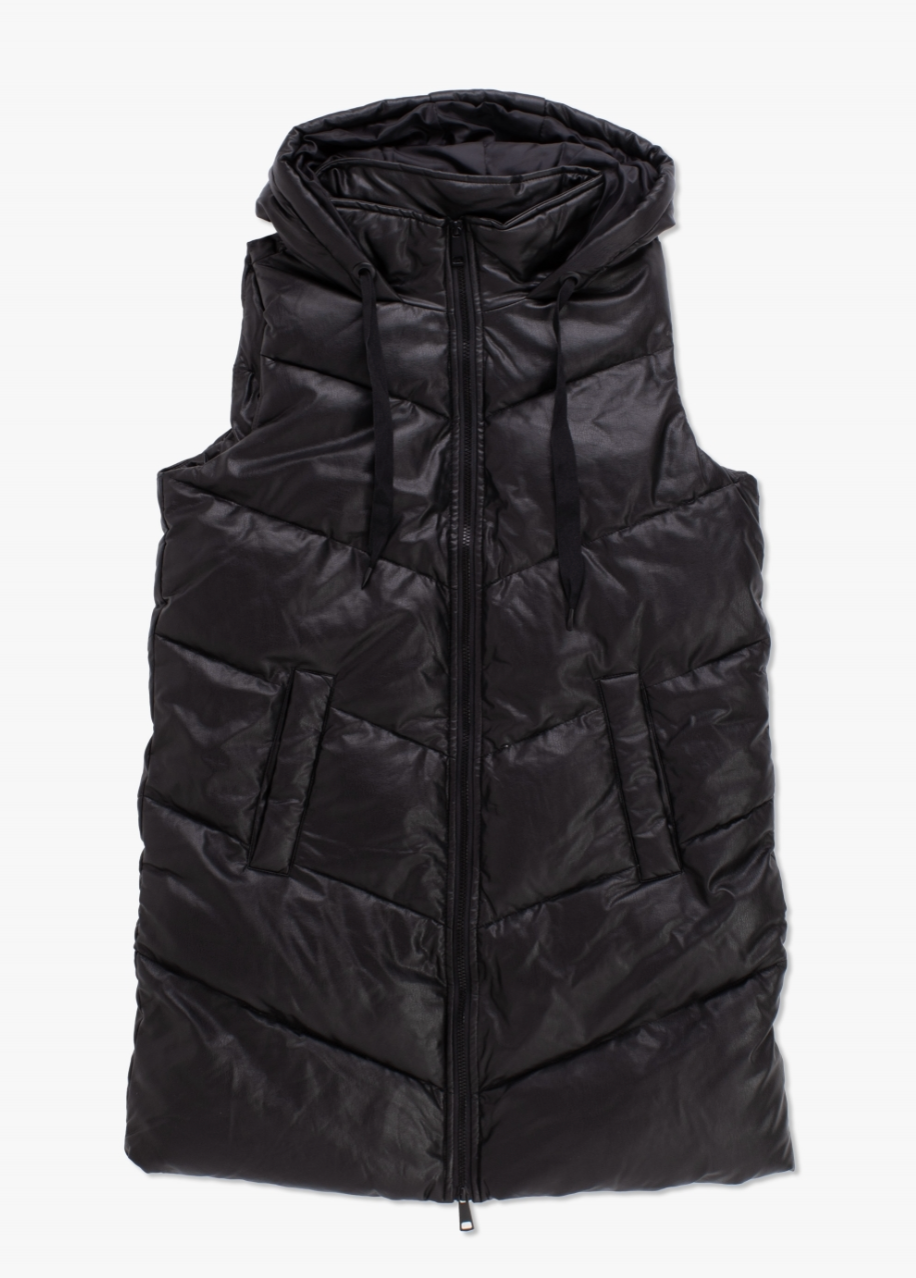 Tribal Quilted Puffer Vest Faux Leather | Sz Small (generous fit)(J109G1)