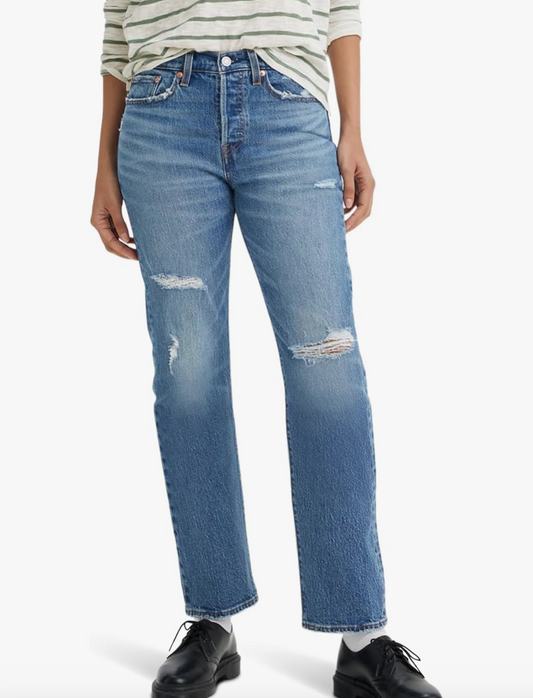 Levi's Light Wash Wedgie Distressed Straight Denim | Sz 30 (J148L14)