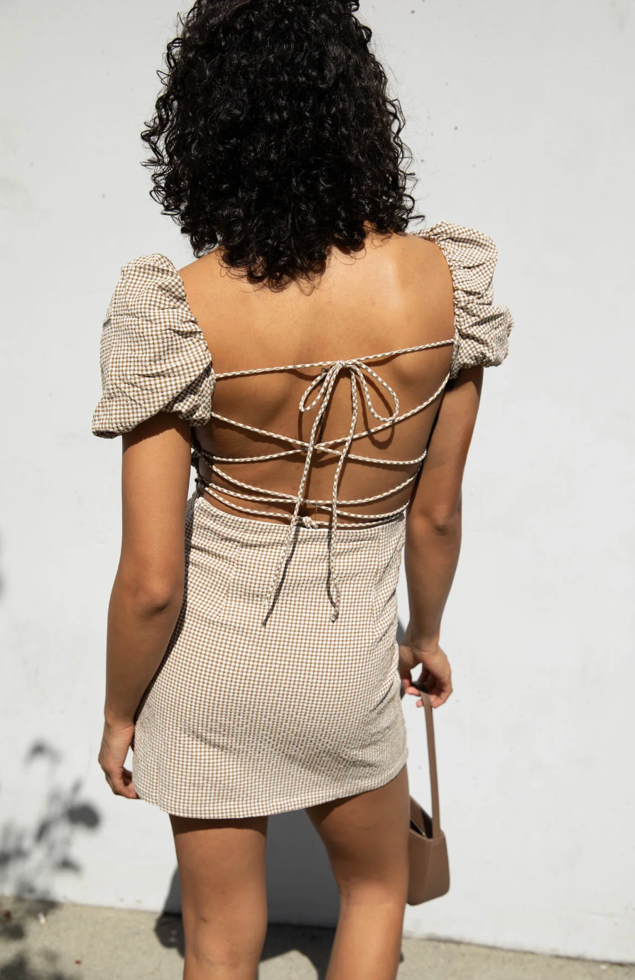 Oak & Fort Gingham Puff Sleeve Mini Dress  Dress | Sz Small (F15L4)
