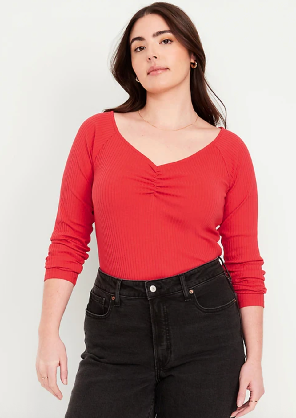 Old Navy Coral Ribbed Cinched Top | Sz Small (F107LP2)
