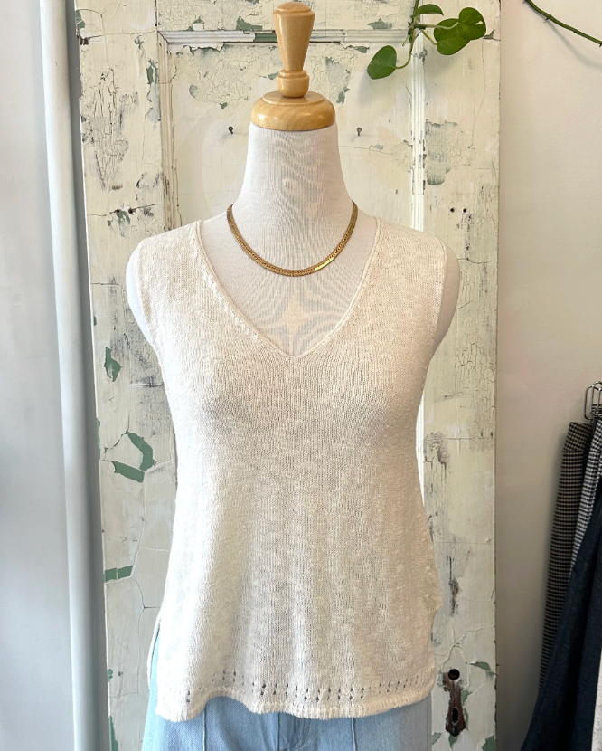 Mus & BomBon Ecru Knit Tank | Sz Small (fits big)(F110C1)