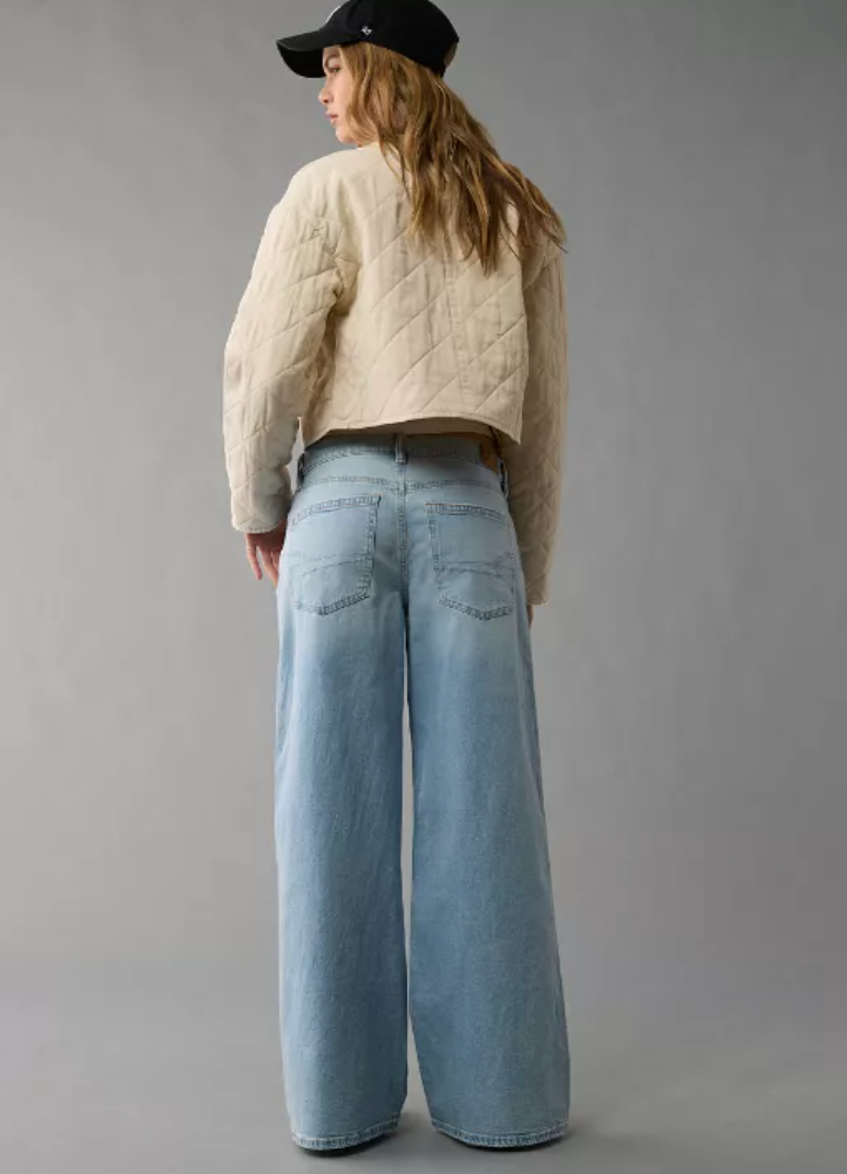 AE Dreamy Drape Strigid Low-Rise Ultra Wide-Leg Jean | Sz 6 (M59W2)
