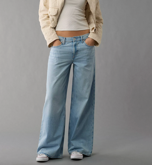 AE Dreamy Drape Strigid Low-Rise Ultra Wide-Leg Jean | Sz 6 (M59W2)