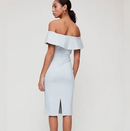 * CS Wilfred Off Shoulder Pale Blue Dress | Sz XXS (00)(M128A22)
