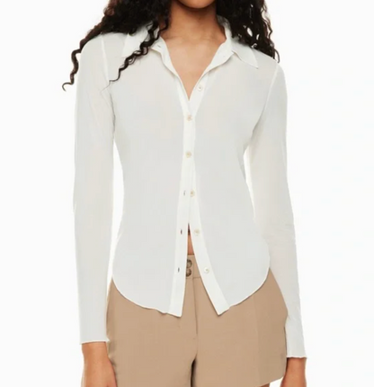Wilfred Pose Hip Length Button Down in Light Blue | Sz Large (M110B11)