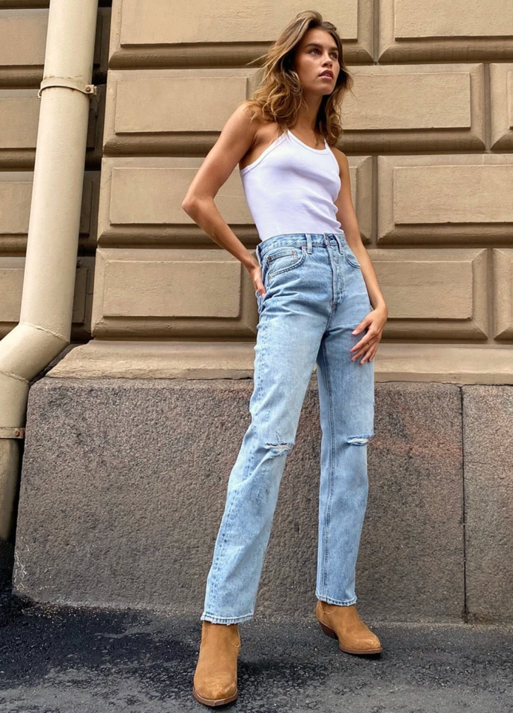 Denim Forum BF High Rise Loose Distressed (Flaw*) | Sz 27 (M173K6)