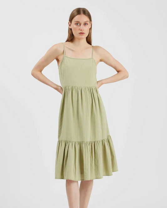 Minimum Myria 100% Cotton Seersucker Dress | Sz Large (M115M8)