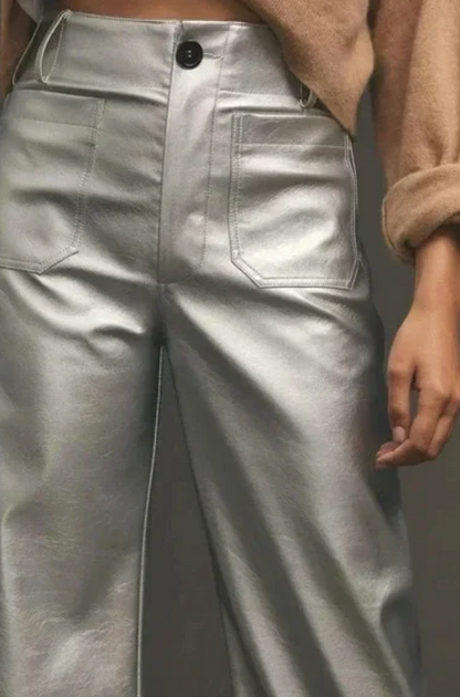 * CS Maeve the Colette Cropped Wide-Leg Faux Leather Pants | Sz 26 (M175K6)