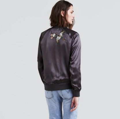 Levi's Satiny Embroidered Bomber Jacket | Sz Medium (M137S5)