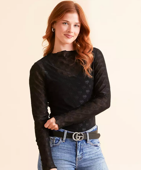 Willow + Root Bow Mesh Top | Sz XS (M166K6)