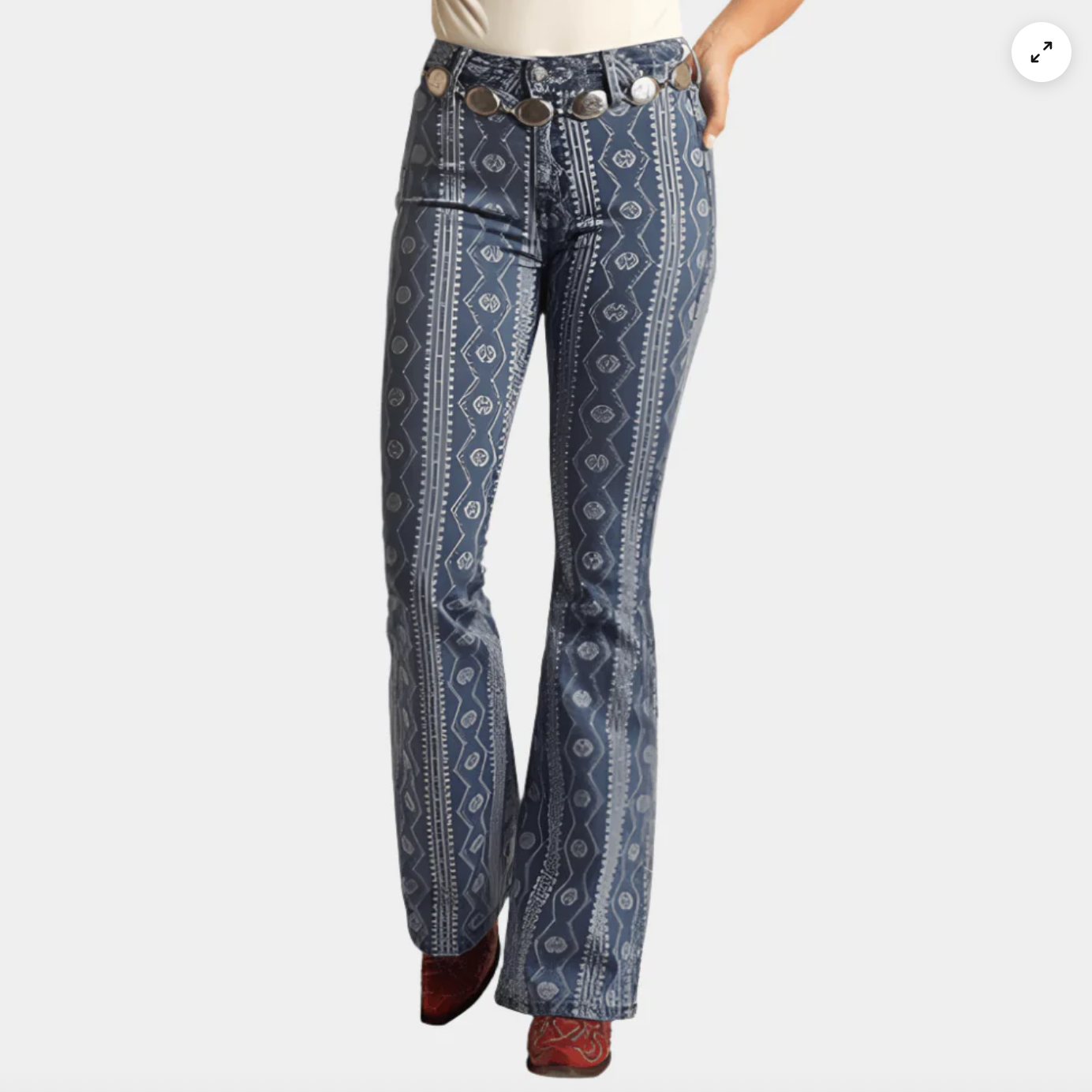 Rock & Roll Denim Indigo Aztec Flare Jean | Sz 25 (34" long)(M66A4)