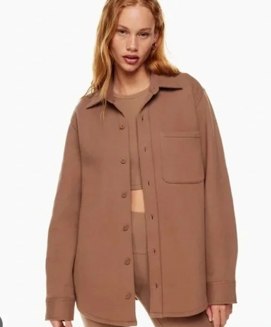 TNA Cozy Fleece Boyfriend Fit Camel Coloured Jacket | Sz XS (fits like Small)