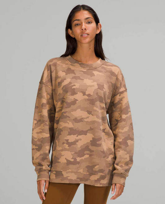 Lululemon Perfectly Oversized Crew in Camo Beige Multi | Sz Medium (best guess, fits Large)