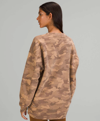 Lululemon Perfectly Oversized Crew in Camo Beige Multi | Sz Medium (best guess, fits Large)
