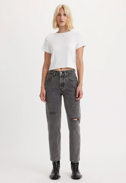 Levi's 501 Grey/Black Wash Cropped NWT Distressed Denim | Sz 30 (fit like 28)