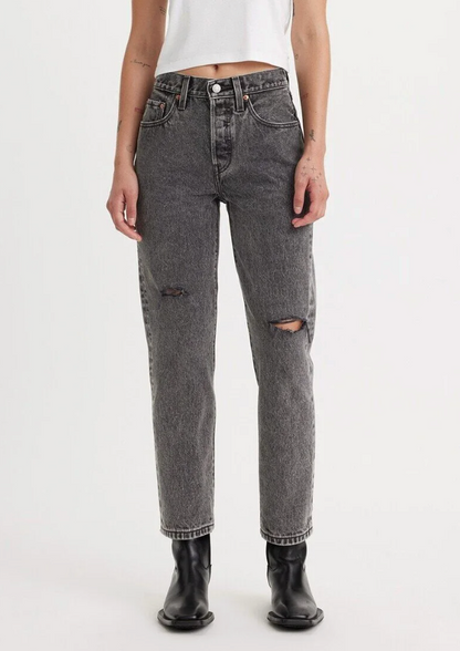 Levi's 501 Grey/Black Wash Cropped NWT Distressed Denim | Sz 30 (fit like 28)