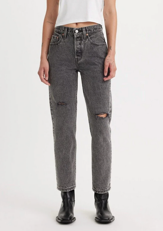 Levi's 501 Grey/Black Wash Cropped NWT Distressed Denim | Sz 30 (F126E13)