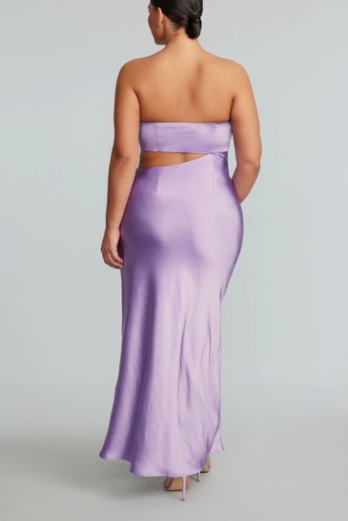 Dynamite Strapless Cut Out Satin Maxi Dress | Sz Large (Sz 10ish)
