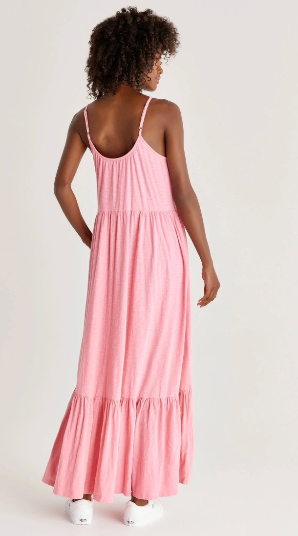 Z Supply Pink Lido Slub Tiered Maxi Dress NWT | Sz XS (fits small/medium)