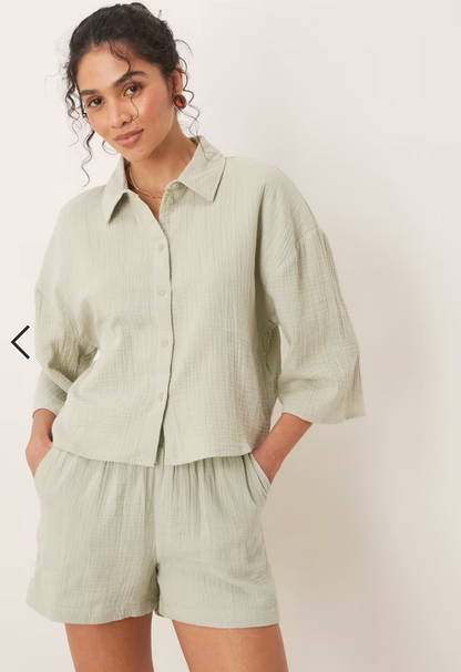 JDY Green Cotton Crinkle Gauze Set | Sz Medium(fits like small)