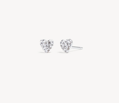 Hillberg & Berk Mini Sparkle Heart Stud Earrings