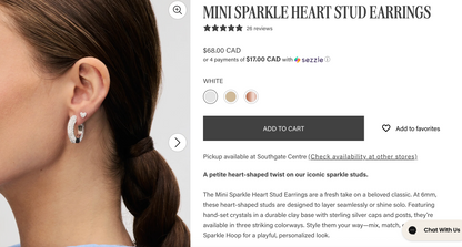 Hillberg & Berk Mini Sparkle Heart Stud Earrings